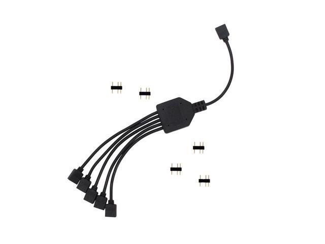 2 Pack 1-to-5 3 Pins Addressable RGB Splitter Y Cable,LED Strip RGB Case Fans 5 Way RGB Hub Compatible with ASUS Aura Sync / Gigabyte RGB Fusion /...