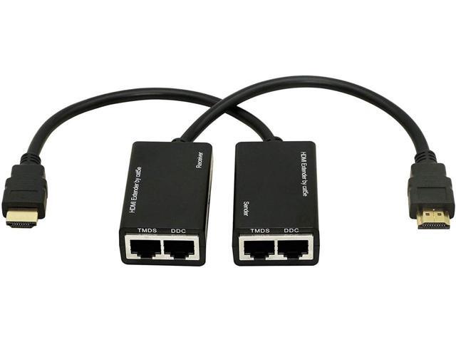 HDMI Extender,HDMI to RJ45 Network Cable Extender Converter Repeater Over Cat 5e / 6 1080p up to 30m Extender for HDTV HDPC PS4 STB 4K 2K (Double...
