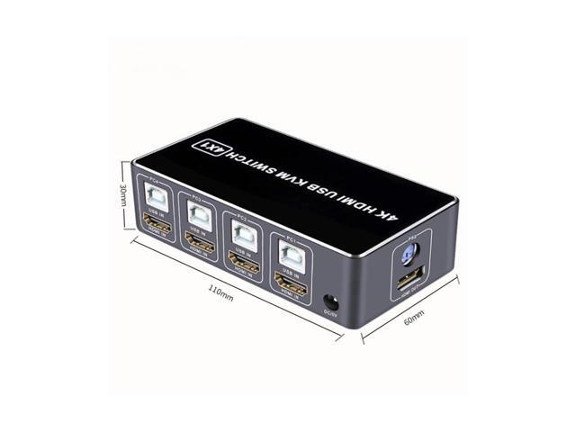 4 Port HDMI KVM Switch 4K@30HZ/1080P@60HZ USB HDMI KVM Switcher 4 in 1 Out USB HDMI for Mouse Keyboard Hub for PC Laptop Win7 Win10 MAC