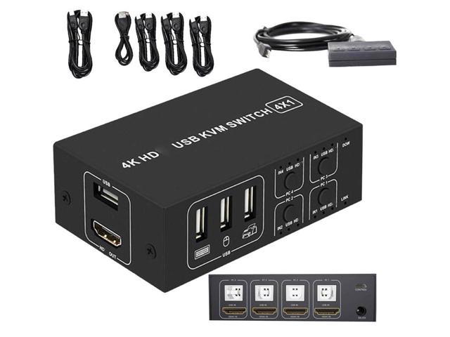 4 Port HDMI KVM Switch 4K@30HZ/1080P@60HZ USB HDMI KVM Switcher 4 in 1 Out USB HDMI for Mouse Keyboard Hub for PC Laptop Win7 Win10 MAC