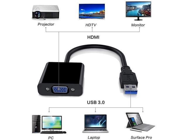USB 3.0 to VGA Adapter, USB to VGA Video Adapter Converter External Video Graphic Card Multi Monitor Display 1080p Resolution Compatible with...