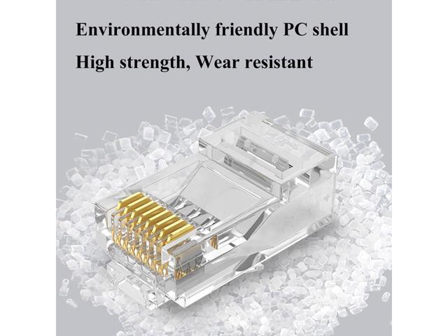 RJ45 Connector Cat6 Cat5 Terminals Gold Plated 8P8C Ethernet Pass Through Plug(100Pack)