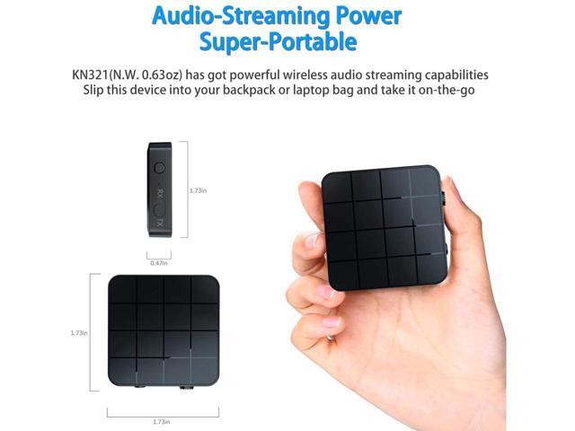 Bluetooth 5.0 Audio Transmitter Receiver Adapter, 2-in-1 Wireless 3.5mm aptX Low Latency Stereo Audio Adapter for Home Sound...
