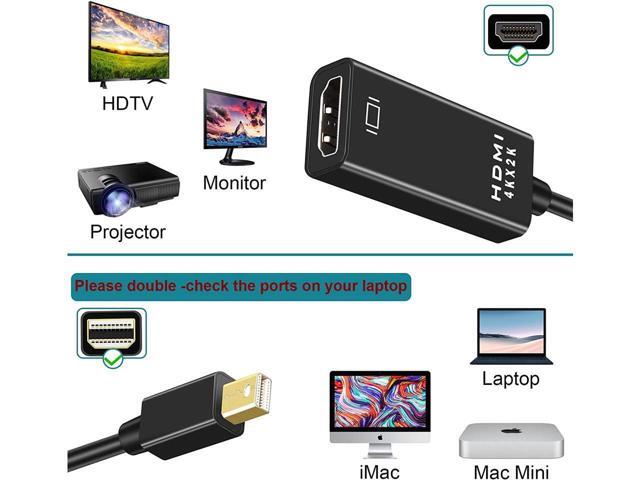 Pasow Mini DisplayPort to HDMI Adapter, Mini DP Thunderbolt to HDMI Converter 4K Compatible for MacBook Air / Pro,UHD Monitor / TV / Projector (Black)