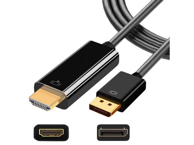 HDMI to DisplayPort Cable - 6ft DP Laptop Desktop PC 4k Connector Display Port Extended Mirror Monitor TV Projector Video Adapter for Chromebook.