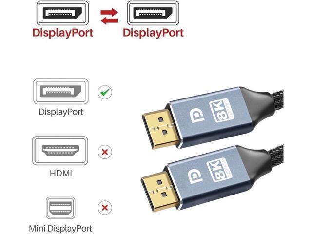 DisplayPort Cable 1.4 8K DP Cable (8K@60Hz, 4K@120Hz/144Hz,2K @144Hz/165Hz) HBR3 Support 32.4Gbps DCP 3D Slim and Flexible DP to DP Cable for...