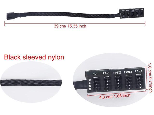4-Pin PWM Fan Power Supply Cable 15 Inches 1 to 5 Way PC CPU Cooling Case Fan Splitter Hub Adapter Cable Motherboard Fan Power Extension Cable Cord...