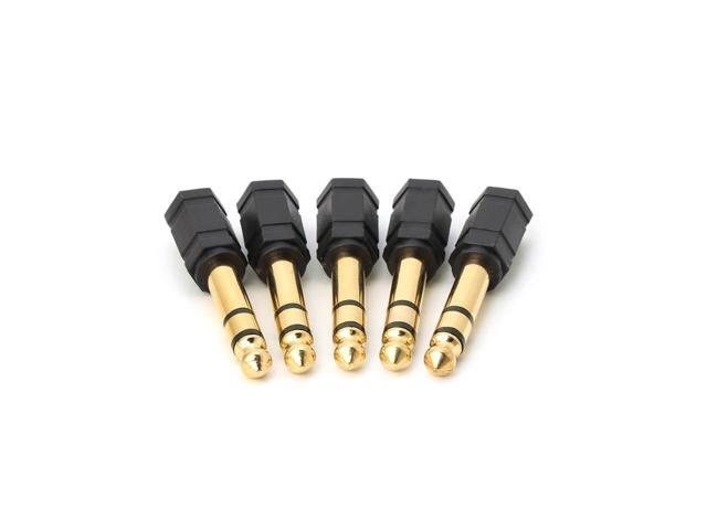 5PCS Gold Plated 3.5mm to 6.35mm Stereo Jack Headphone Adaptor Connector