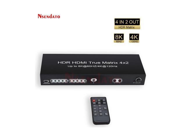 2.1 8K 60Hz Matrix 4K 120Hz HDR True Matrix 4x2 Switch Splitter 4X2 Swicther With Romote controler For for HDTV PS4 Monitor