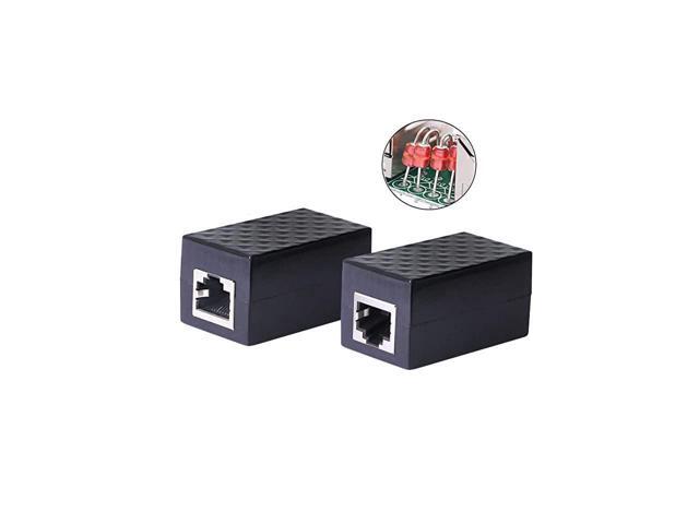 Ethernet Surge Protector RJ45 Coupler Female to Female Network Surge Protector Outdoor Arrester Protection Device Extension Adapter2Pack