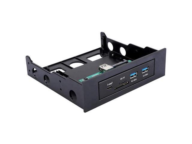 Ciglow PC Dashboard Media Front Panel Audio USB Hub 3.0 w/ 1 USB-C Port TF/SD Card Reader 3.5 Inch Optical &Soft Drive Expansion Panel