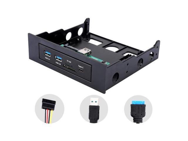 Ciglow PC Dashboard Media Front Panel Audio USB Hub 3.0 w/ 1 USB-C Port TF/SD Card Reader 3.5 Inch Optical &Soft Drive Expansion Panel