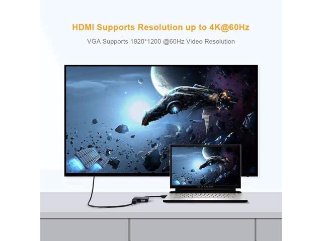 DisplayPort to HDMI VGA Adapter, CableCreation 2 in 1 DP Hub DP to HDMI VGA Converter, HDMI 2.0 Support UHD 4K@60Hz Video/ Audio, Black