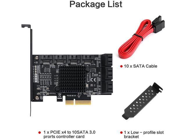 PCIe SATA Controller Card 10 Port with 10 SATA Cables and Low Profile Bracket - 6Gbps SATA 3.0 PCIe Card,Support 10 Port SATA 3.0 Devices