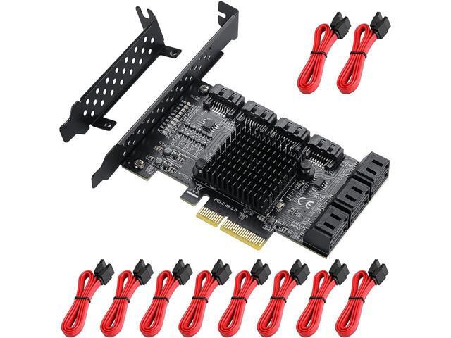 PCIe SATA Controller Card 10 Port with 10 SATA Cables and Low Profile Bracket - 6Gbps SATA 3.0 PCIe Card,Support 10 Port SATA 3.0 Devices