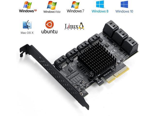 PCIe SATA Controller Card 10 Port with 10 SATA Cables and Low Profile Bracket - 6Gbps SATA 3.0 PCIe Card,Support 10 Port SATA 3.0 Devices