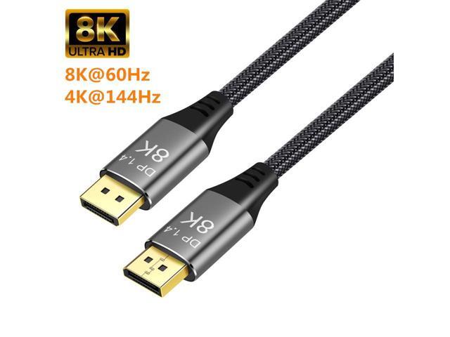 DisplayPort Cable Ultra HD 8K 4K Copper Cord DP 1.4 HBR3 8K@60Hz 4K@144Hz High Speed 32.4Gbps HDCP 3D Slim and Flexible DP to DP Cable 5m 16.5ft