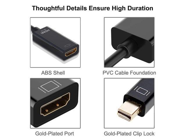 2 Pack Mini DisplayPort to HDMI Adaptor,AUBEAMTO Mini DP(Thunderbolt Compatible) to HDMI 4Kx2K Converter Gold-Plated Cord for MacBook Pro, MacBook...
