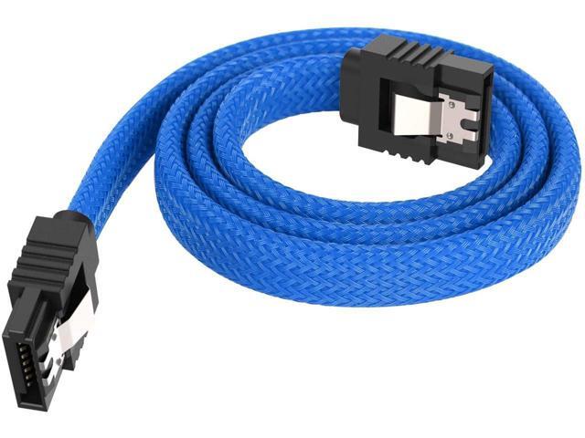 3PACK SATA Cable III 3 Pack 6Gbps Straight HDD SDD Data Cable with Locking Latch 18 Inch for SATA HDD, SSD, CD Driver, CD Writer, Blue