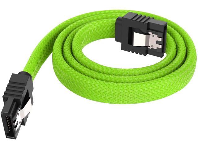 3PACK SATA Cable III 3 Pack 6Gbps Straight HDD SDD Data Cable with Locking Latch 18 Inch for SATA HDD, SSD, CD Driver, CD Writer, Green