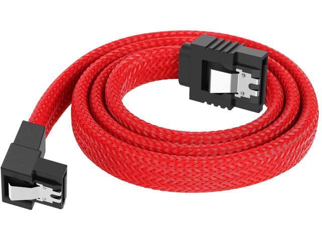 3PACK SATA Cable III 3 Pack 90 Degree Straight to Right Angle 6Gbps HDD SDD SATA Data Cable with Locking Latch 50cm 18 Inch for SATA HDD, SSD, CD...