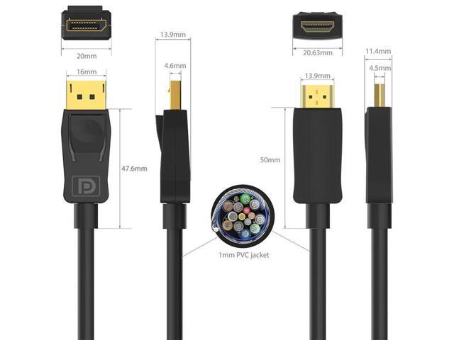 6ft 4K DP to HDMI to DP Cable 4K DisplayPort GOLD Plated 4K 2K 1080P Resolution