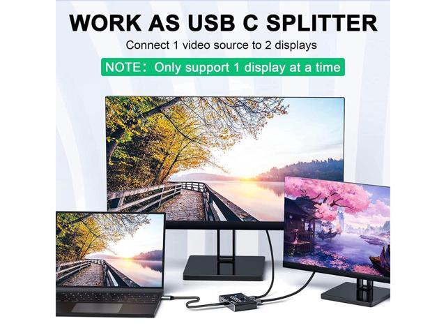 USB C Switch, Bi-Directional USB-C Switcher 2 Computers, USB Type C KVM Switch 8K @60Hz 4K@120Hz Video/10Gbps Data Transfer/100W...