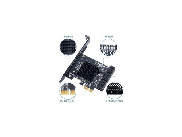 PCIe SATA Card 6 Port with 6 SATA Cables and a SATA Power Splitter Cable, 6 Gb/s PCIe SATA Controller Expression Card with Low Profile Bracket,...
