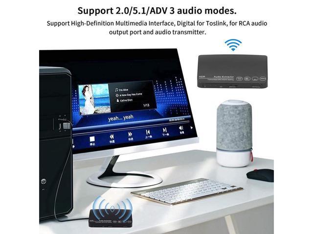 HDMI Splitter, HDMI Audio Extractor Switch, Bluetooth 5.0/4K/60HZ Analog Stereo R/L Audio Extractor Compatible with Dolby HD/DTS HD/Dolby...