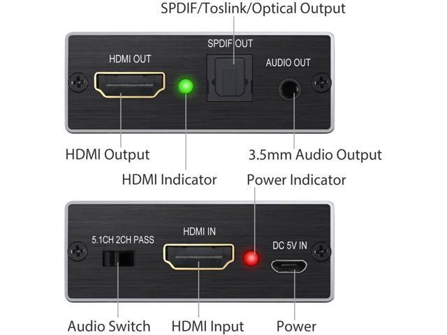 HDMI Audio Extractor Converter HDMI to Optical Toslink SPDIF with 1M HDMI 1.4 Cable and 3.5mm Stereo Audio Splitter Adapter Support 4K x 2K 3D