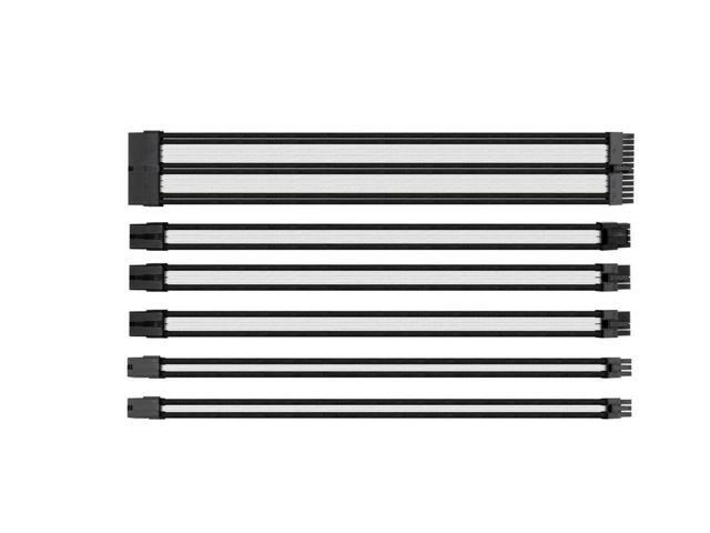 Sleeve Extension Power Supply Cable Kit ATX/EPS/8-pin PCI-E/6-pin PCI-E with Combs White/Black AC-048-CN1NAN-A1