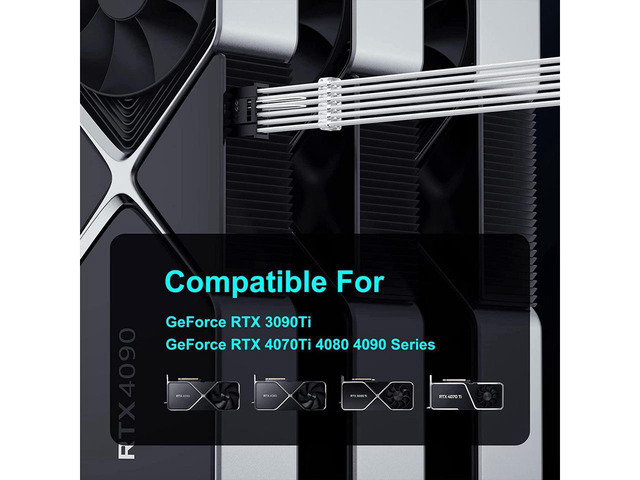 PCIE 5.0 Extension RTX 4090 4070Ti 12VHPWR Power Cable, 16Pin(12+4) Male to 4X8Pin Female PCI-e 5.0 GPU Extension Cable + 24Pin ATX Motherboard...