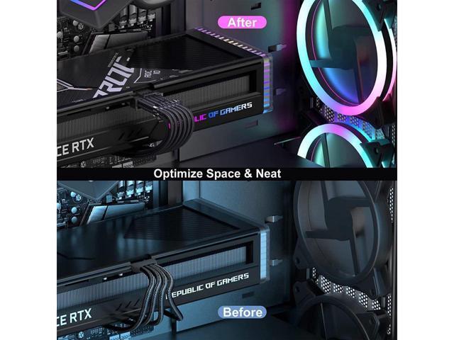 PCI-e 5.0 Extension Cable, RTX 4090 4080 16Pin(12+4) Male to 4x8Pin Female 12VHPWR Cable PCIE GPU Power Sleeved Extender Cord Compatible for...
