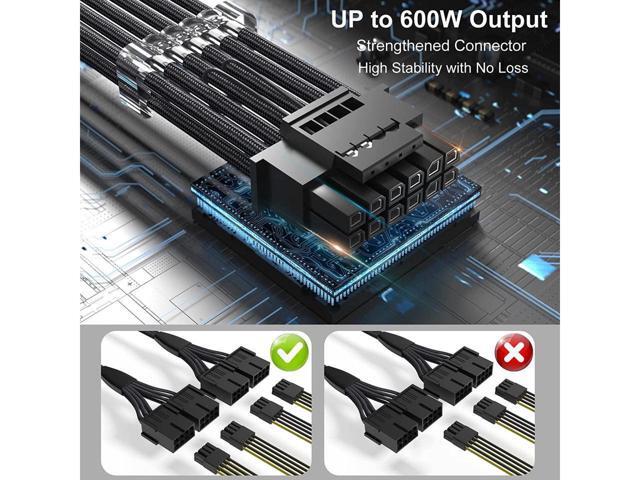 PCI-e 5.0 Extension Cable, RTX 4090 4080 16Pin(12+4) Male to 4x8Pin Female 12VHPWR Cable PCIE GPU Power Sleeved Extender Cord Compatible for...