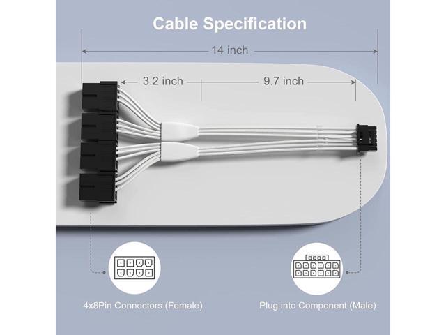 PCI-e 5.0 Extension Cable, RTX 4090 4080 16Pin(12+4) Male to 4x8Pin Female 12VHPWR Cable PCIE GPU Power Sleeved Extender Cord Compatible for...