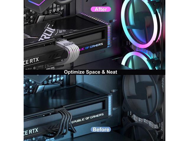 PCI-e 5.0 Extension Cable, RTX 4090 4080 16Pin(12+4) Male to 4x8Pin Female 12VHPWR Cable PCIE GPU Power Sleeved Extender Cord Compatible for...