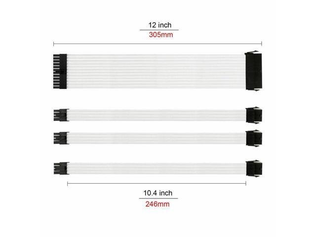 Customization Mod Sleeved Extension Power Supply Cable Kit GPU PC Braided WHITE