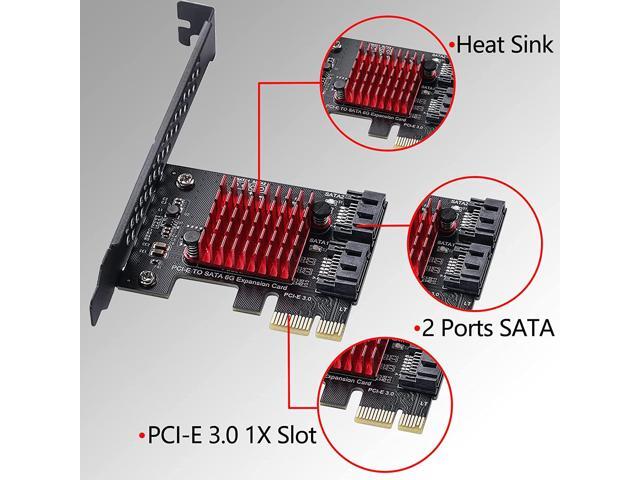PCIE 1X SATA Card 2 Ports,with 2 SATA Cables,6 Gbit/s PCIE SATA Expansion Card,PCIE to SATA Controller,PCI-E 3.0 GEN3 JMicron + JMB582 Chip