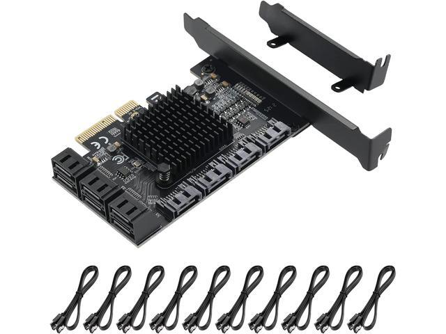 PCIE 4X SATA Card 10 Ports,with 10 SATA Cables and Low Profile Bracket, PCIE to SATA 3.0 6 Gbps Controller, PCIE to SATA Expansion Card,SATA...