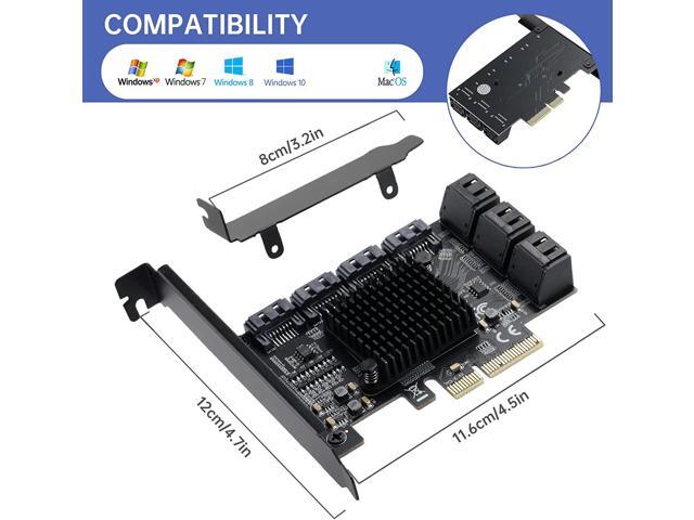 PCIE 4X SATA Card 10 Ports,with 10 SATA Cables and Low Profile Bracket, PCIE to SATA 3.0 6 Gbps Controller, PCIE to SATA Expansion Card,SATA...