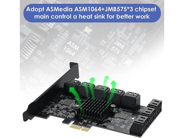 PCIE 1X SATA Card 16 Ports,with 16 SATA Cables and Low Profile Bracket,PCIE to SATA 3.0 6 Gbps Controller,PCIE to SATA Expansion Card,SATA...
