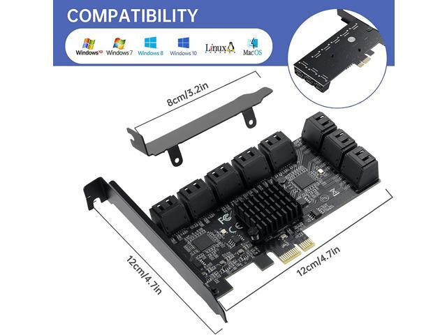 PCIE 1X SATA Card 16 Ports,with 16 SATA Cables and Low Profile Bracket,PCIE to SATA 3.0 6 Gbps Controller,PCIE to SATA Expansion Card,SATA...