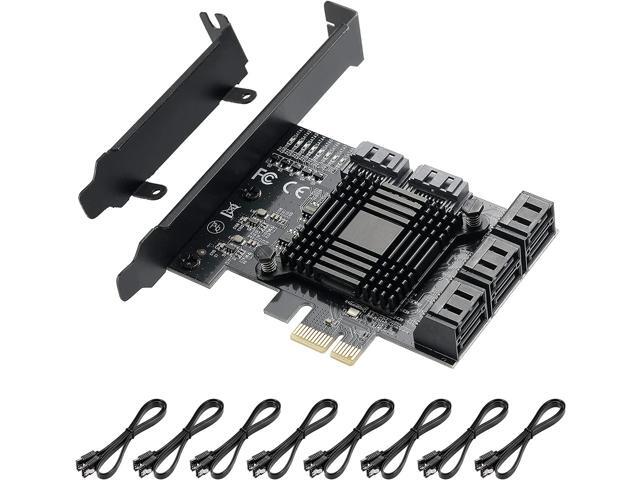 PCIE 1X SATA Card 8 Ports,with 8 SATA Cables and Low Profile Bracket,PCIE to SATA 3.0 6 Gbps Controller,PCIE to SATA Expansion Card,SATA...