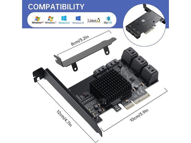 PCIE 4X SATA Card 8 Ports,with 8 SATA Cables and Low Profile Bracket,PCIE to SATA 3.0 6 Gbps Controller,PCIE to SATA Expansion Card,SATA...