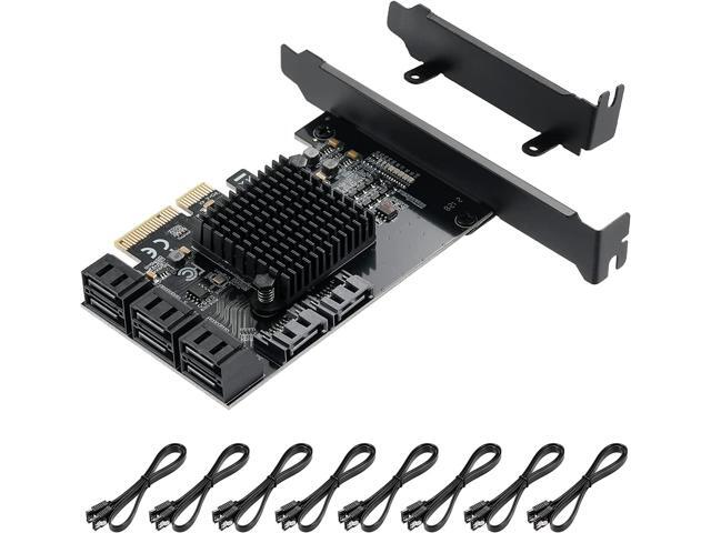 PCIE 4X SATA Card 8 Ports,with 8 SATA Cables and Low Profile Bracket,PCIE to SATA 3.0 6 Gbps Controller,PCIE to SATA Expansion Card,SATA...