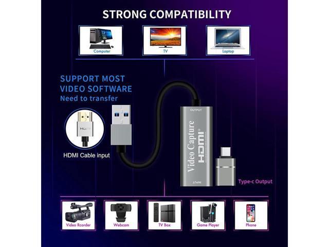 Video Capture Cards, 4K HDMI to USB 3.0 Video Capture Device, 1080P HD 60fps Broadcast Live and Record Video Audio Grabber for Gaming, Streaming,...