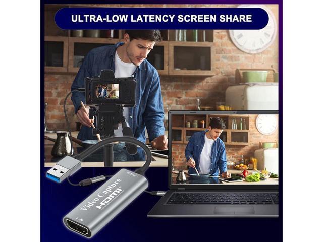 Video Capture Cards, 4K HDMI to USB 3.0 Video Capture Device, 1080P HD 60fps Broadcast Live and Record Video Audio Grabber for Gaming, Streaming,...