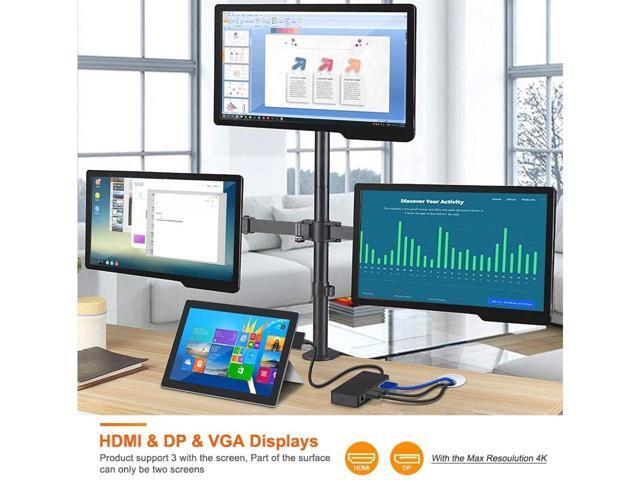 Surface Pro Dock for Surface Pro 4/Pro 5/Pro 6 USB Hub Docking Station with Gigabit Ethernet, 4K HDMI VGA DP Display, 3xUSB 3.0, Audio Out, USB C,...