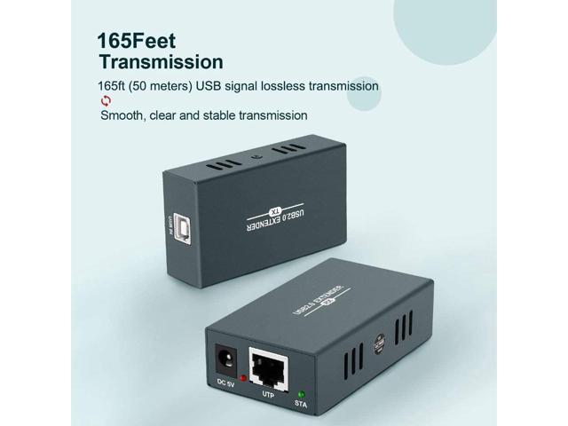 USB Extender 165ft Kit with 4 USB 2.0 Hub, Over Single Ethernet Cat5e/6/7 Up to 165ft(50m), Plug and Play, No Driver Needed, USB RJ45 LAN Extension