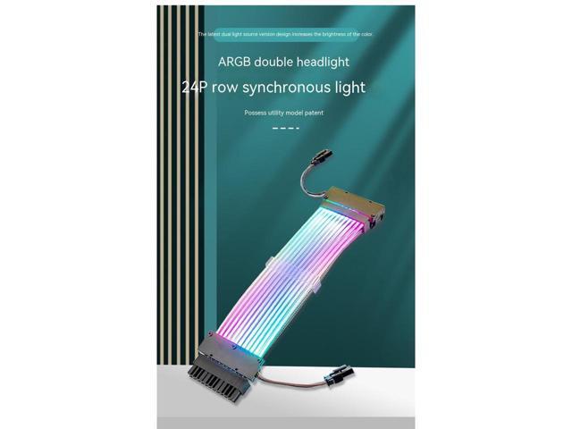 ARGB Power Extension Cable Power Graphics Card Cable,Mainboard Extension Cable Power Luminous Cable,Dual Head Lamp 24Pin Row Synchronous Illusion...